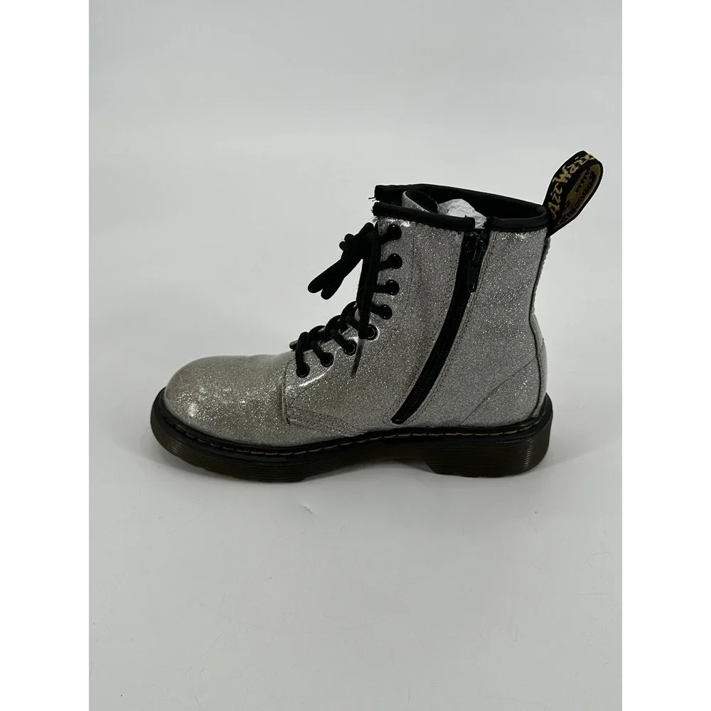 Dr Martens Boots‎ 1460 Glitter J Junior Girls Size 3 Silvery Gray Chunky Combat